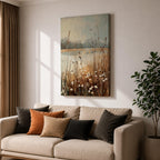 Daisies Meadow Wall Art Wildflower Field Lake Shore Nature Gift Living Room Home Decor