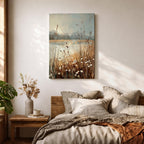 Daisies Meadow Wall Art Wildflower Field Lake Shore Nature Gift Living Room Home Decor
