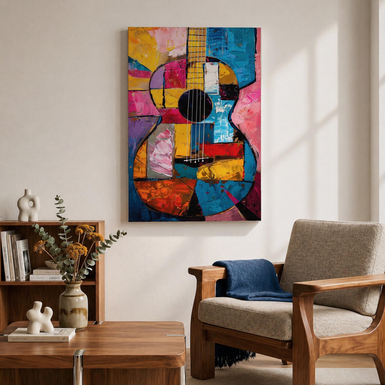 Guitar Musical Instrument Wall Art Acoustic Print Abstract Music Gift Living Room Home Decor
