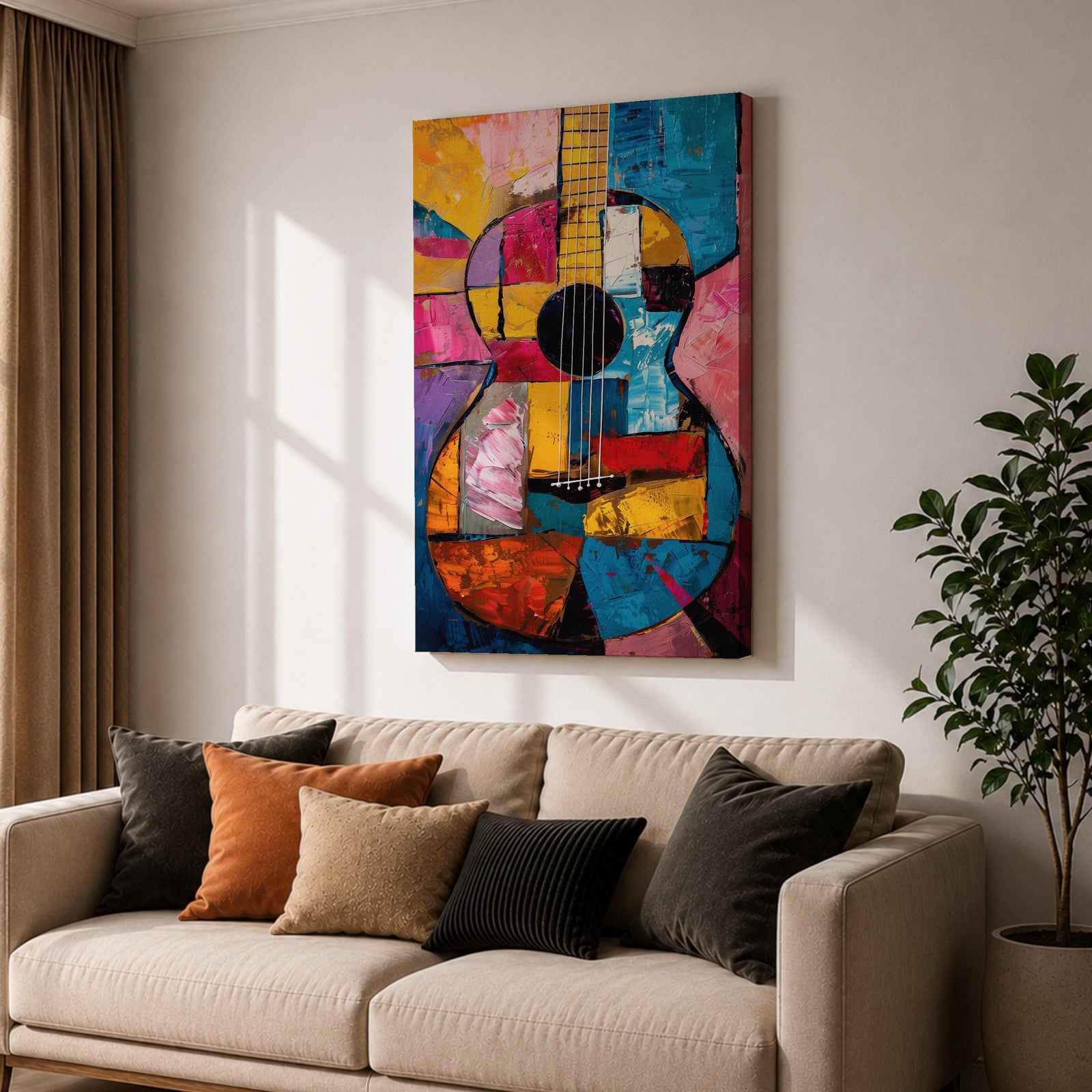 Guitar Musical Instrument Wall Art Acoustic Print Abstract Music Gift Living Room Home Decor