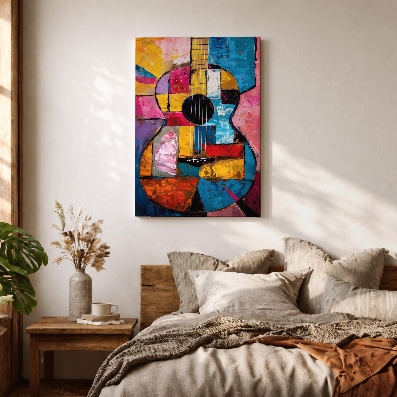 Guitar Musical Instrument Wall Art Acoustic Print Abstract Music Gift Living Room Home Decor