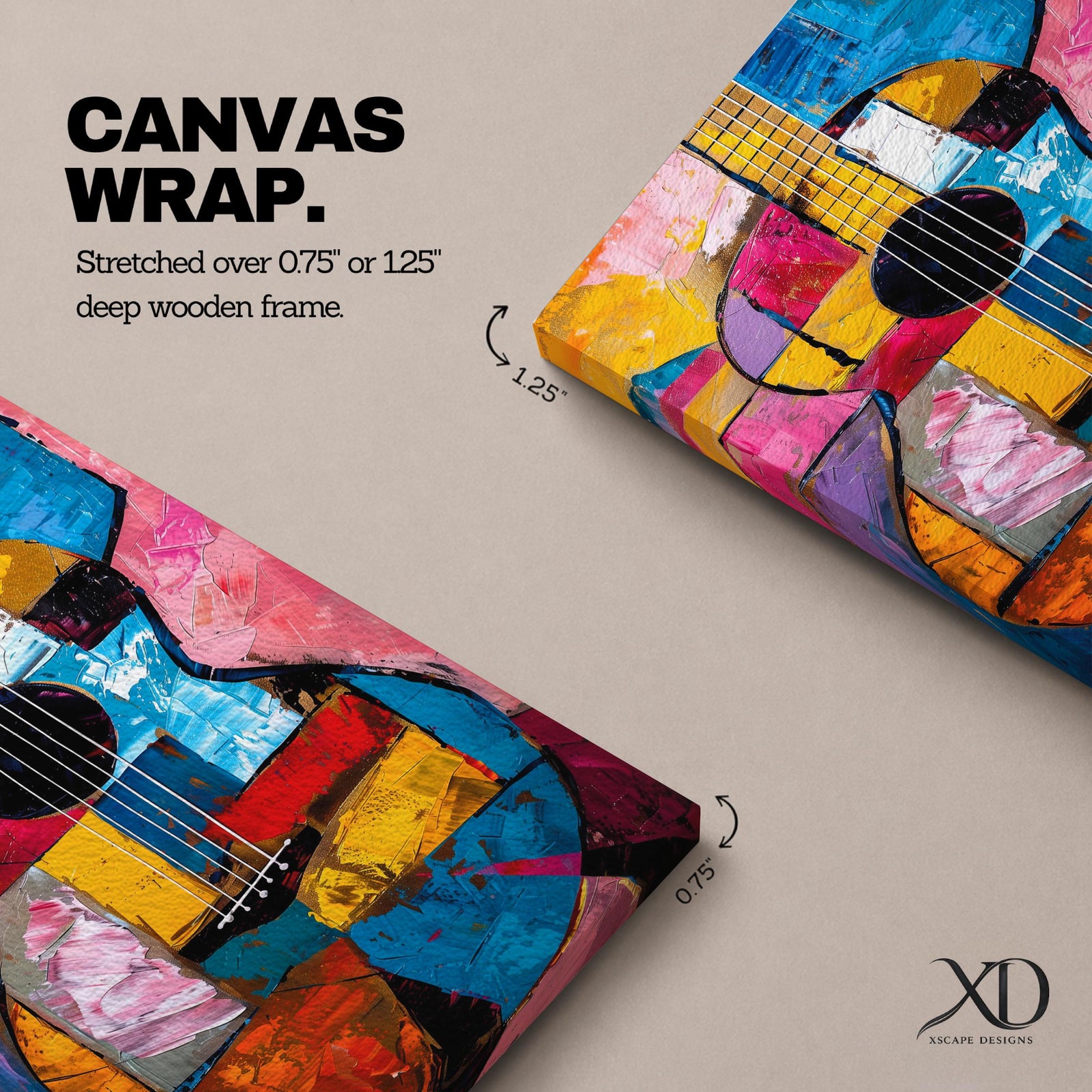 Guitar Musical Instrument Wall Art Acoustic Print Abstract Music Gift Living Room Home Decor