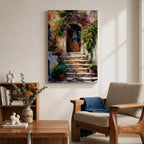 Italian Doorway Mediterranean Wall Art Villa Archway Floral Landscape Gift Living Room Home Decor
