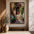 Italian Doorway Mediterranean Wall Art Villa Archway Floral Landscape Gift Living Room Home Decor