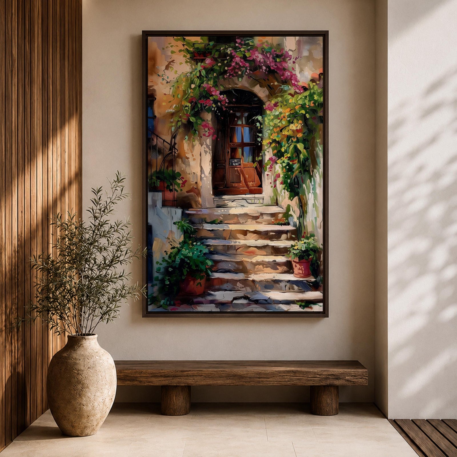 Italian Doorway Mediterranean Wall Art Villa Archway Floral Landscape Gift Living Room Home Decor