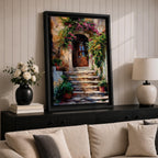 Italian Doorway Mediterranean Wall Art Villa Archway Floral Landscape Gift Living Room Home Decor