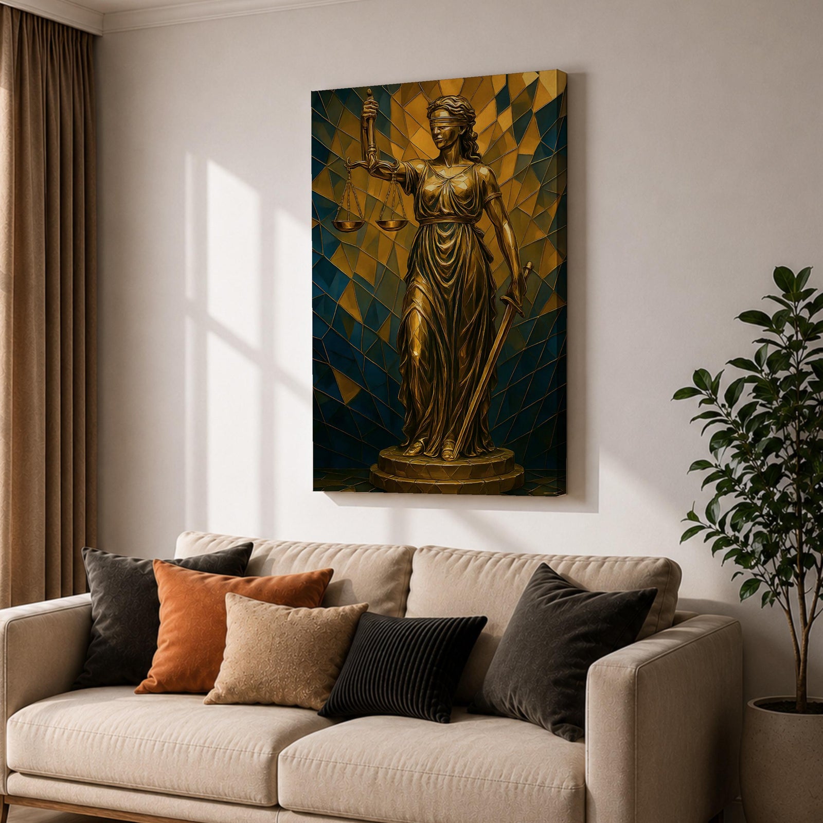 Lady Justice Legal Symbol Wall Art Themis Mythology Stained Glass Gift Office Home Decor