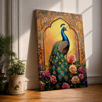 Peacock Bird Wall Art Indian Royal Mughal Floral Nature Gift Living Room Home Decor