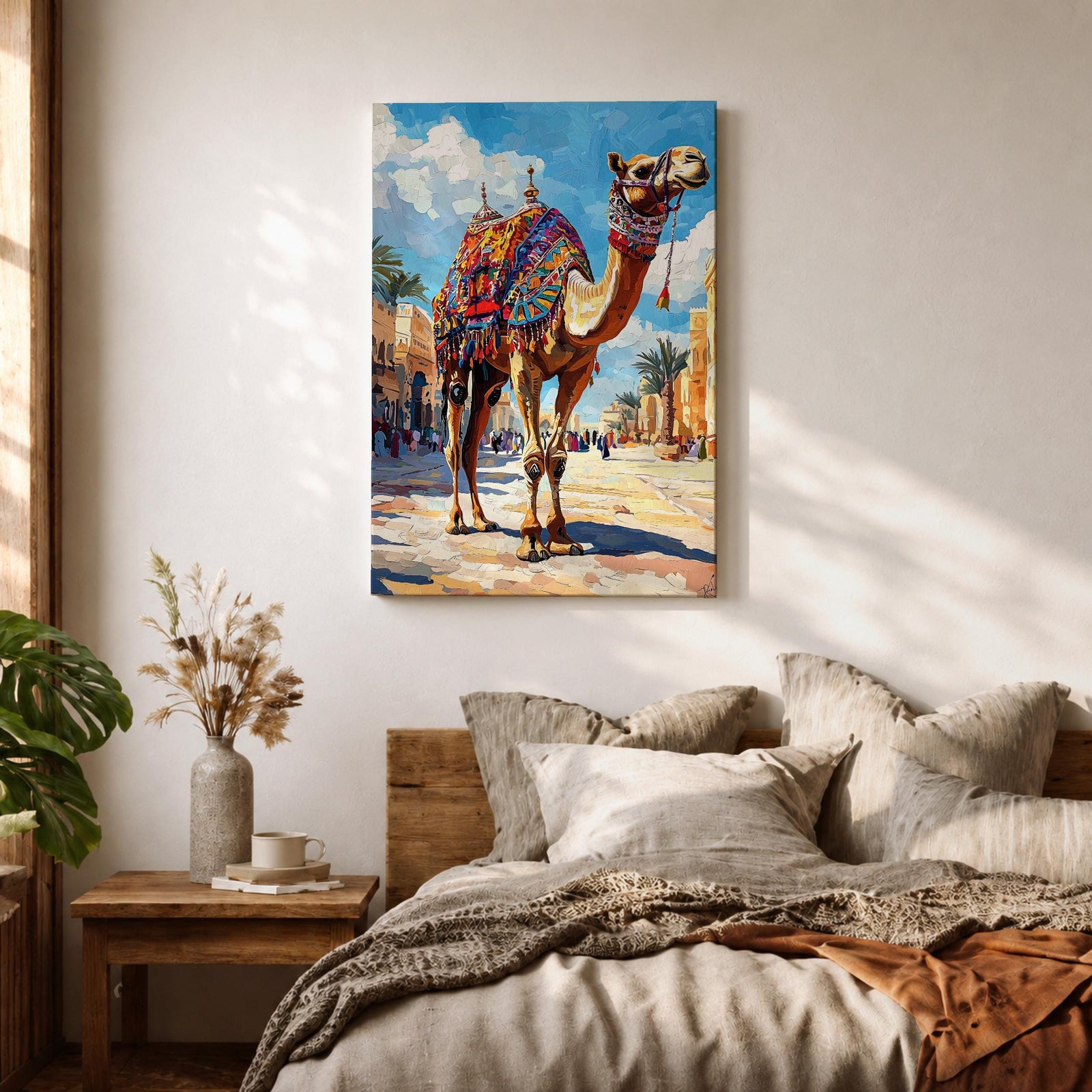 Camel Moroccan Wall Art Arabian Cultural Travel Street Market Gift Living Room Home Decor