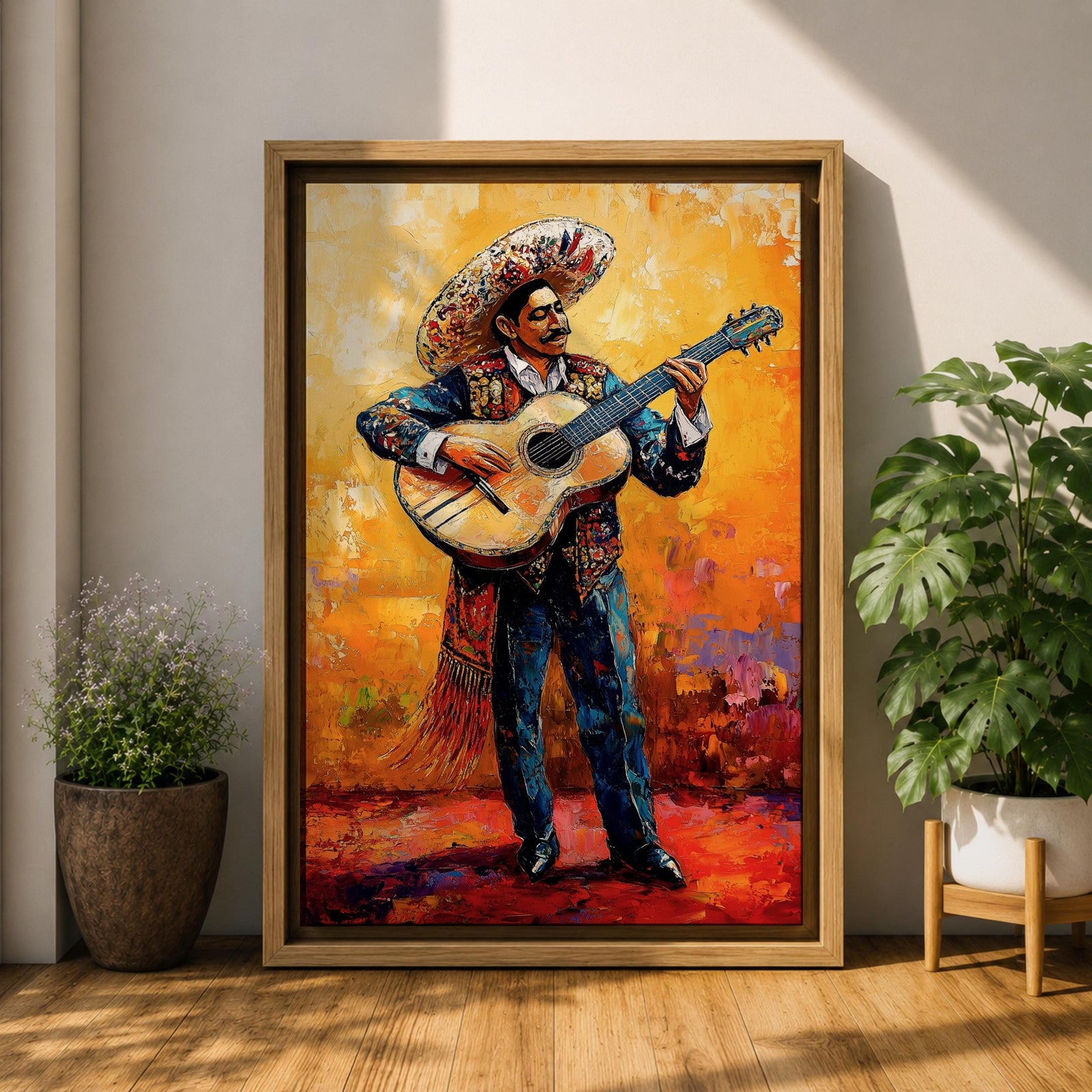 Mariachi Guitarist Mexican Cultural Wall Art Charro Folk Music Gift Living Room Home Decor