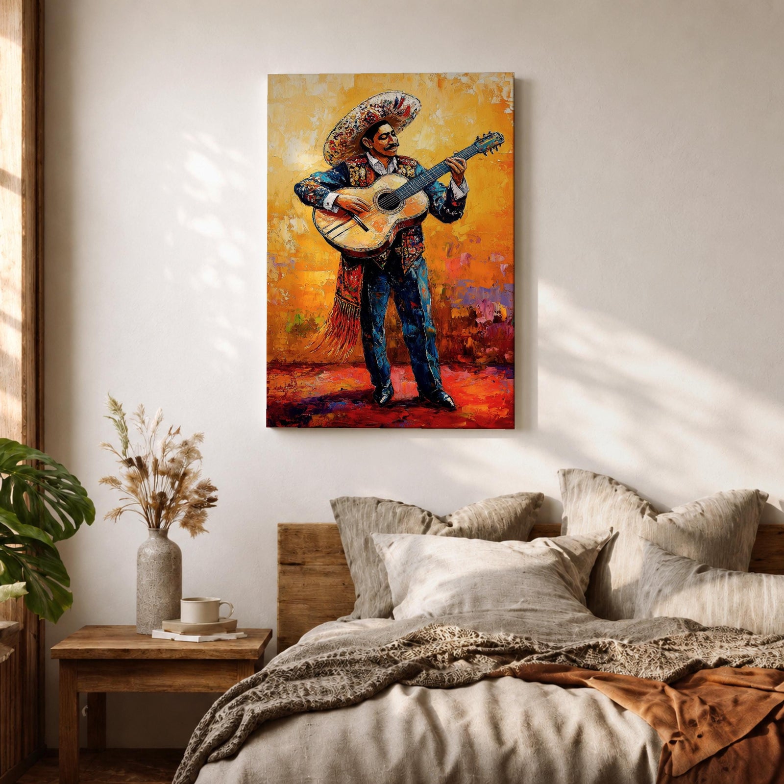 Mariachi Guitarist Mexican Cultural Wall Art Charro Folk Music Gift Living Room Home Decor