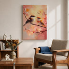 Bird Couple Wildlife Wall Art Love Songbirds Print Floral Nature Gift Bedroom Home Decor