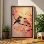 Bird Couple Wildlife Wall Art Love Songbirds Print Floral Nature Gift Bedroom Home Decor