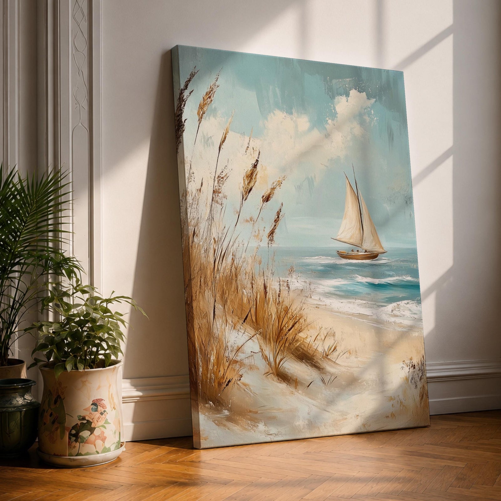 Sailboat Nautical Wall Art Beach Ocean Seascape Coastal Nature Gift Living Room Home Decor