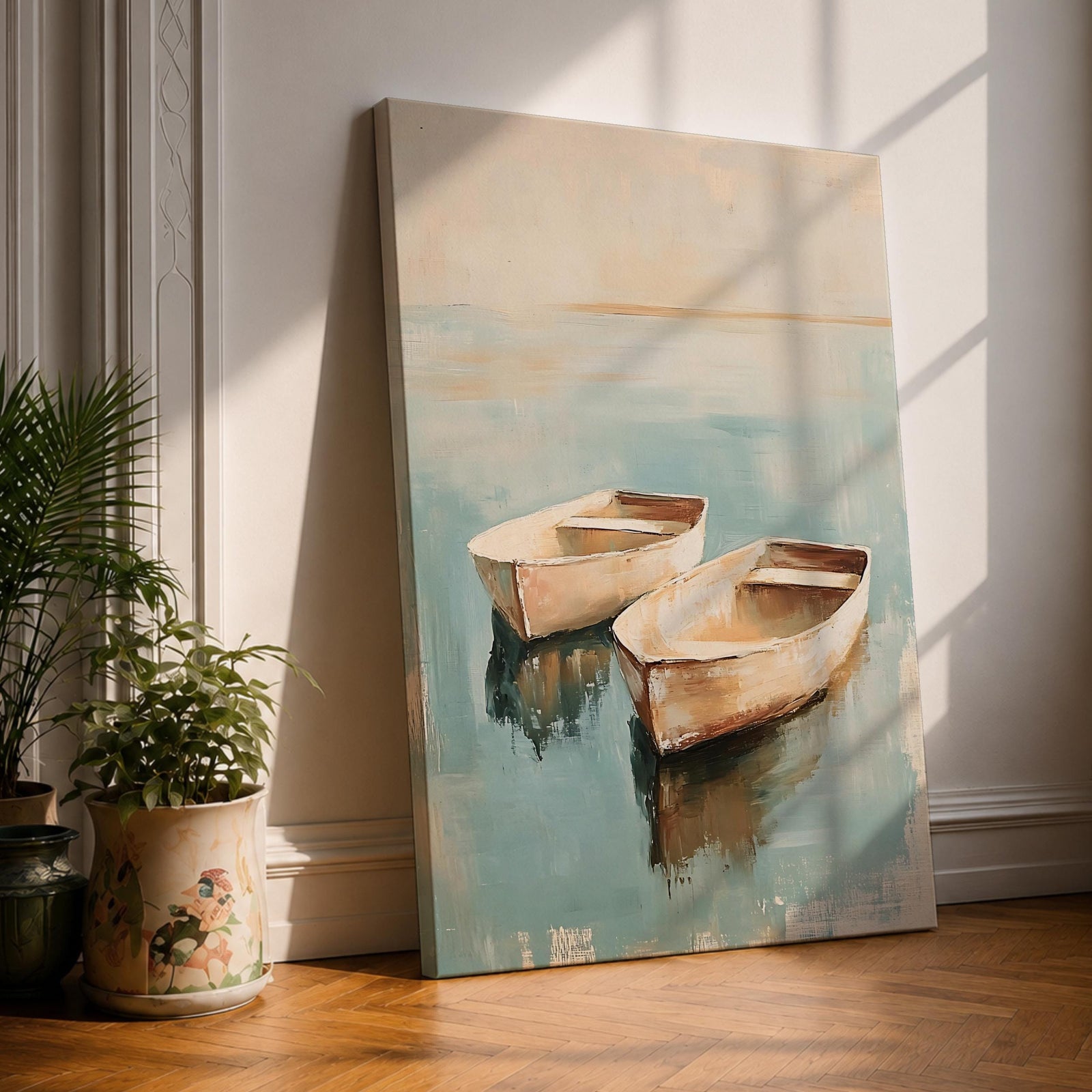 Row Boats Coastal Nautical Wall Art Dinghies Nature Seaside Gift Living Room Home Decor