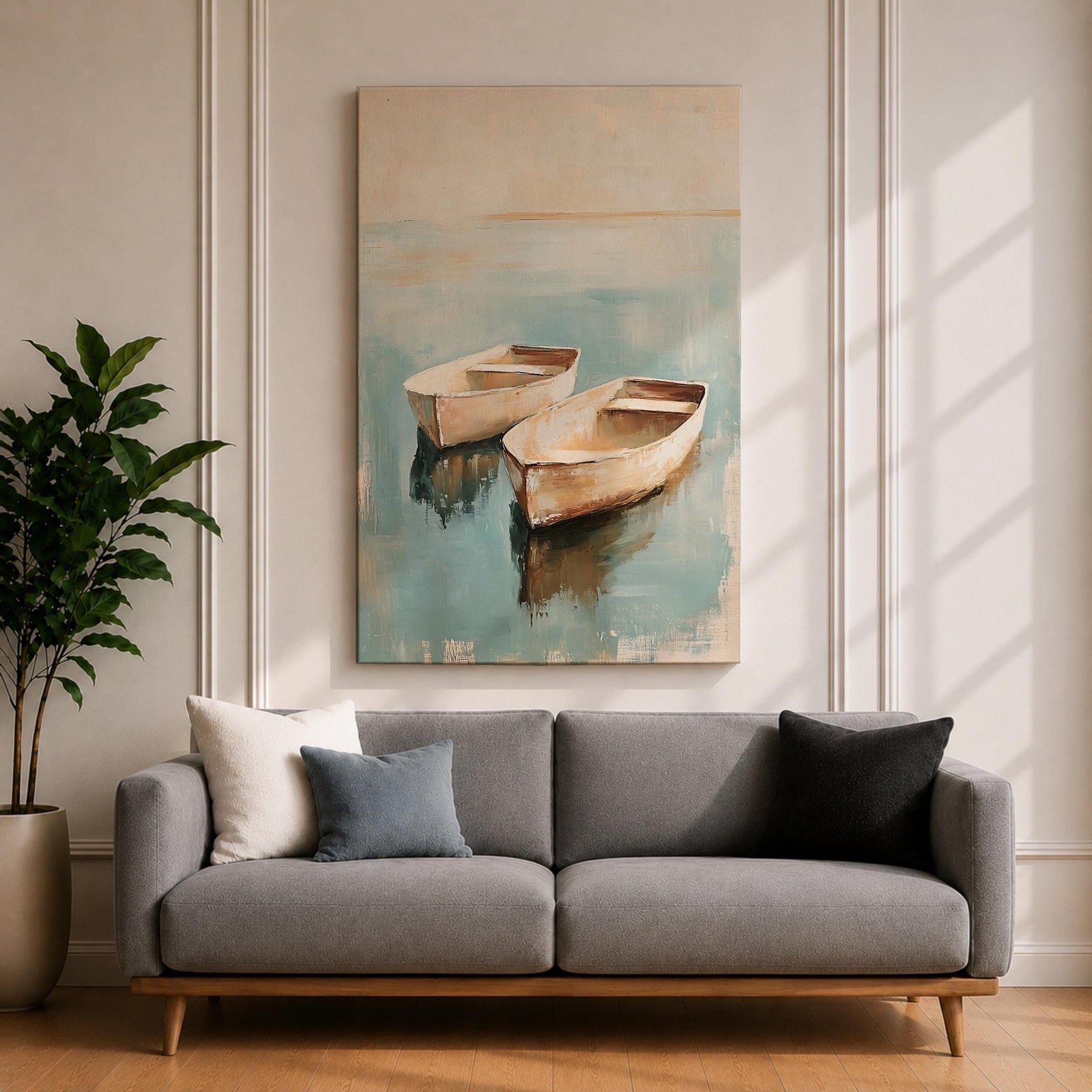 Row Boats Coastal Nautical Wall Art Dinghies Nature Seaside Gift Living Room Home Decor