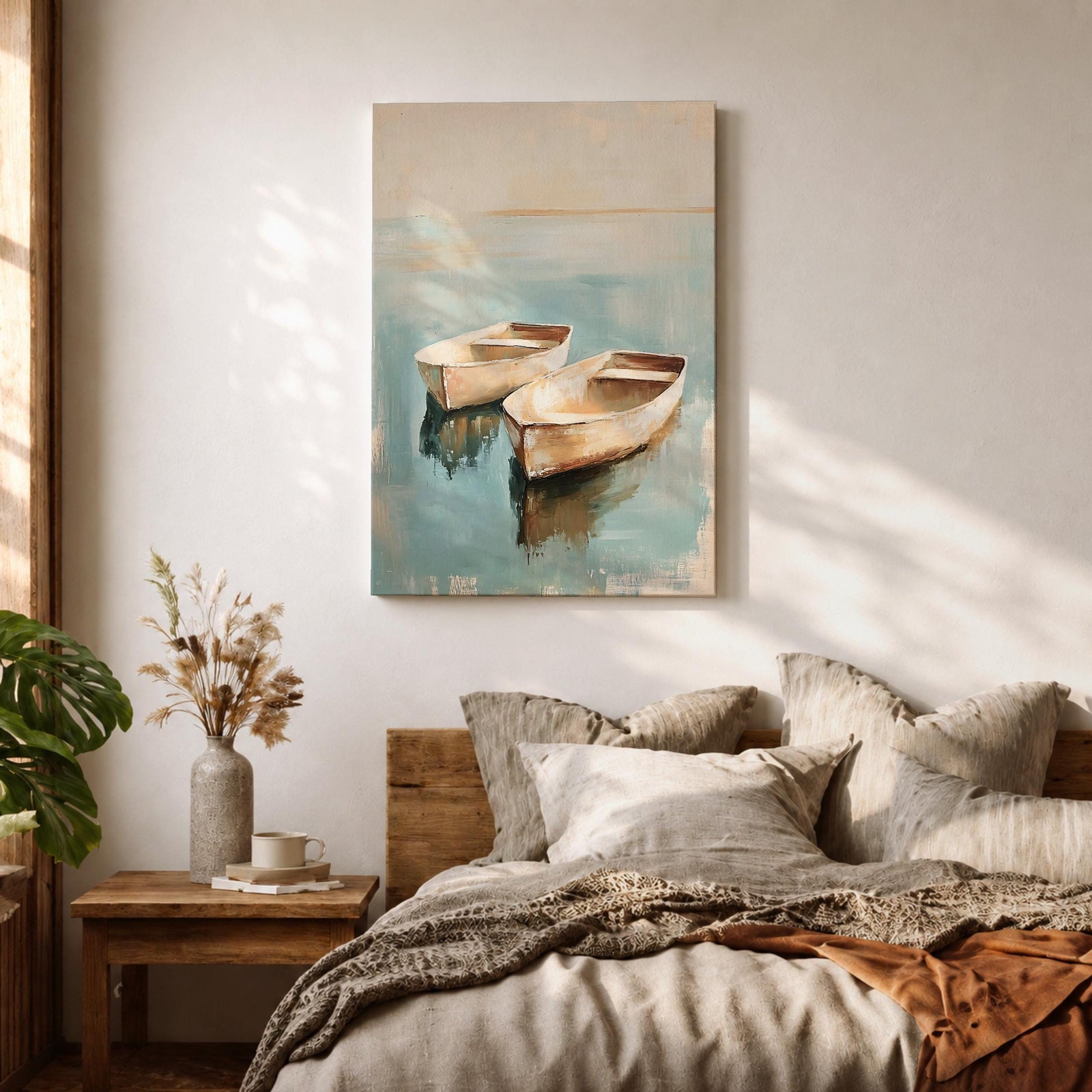Row Boats Coastal Nautical Wall Art Dinghies Nature Seaside Gift Living Room Home Decor