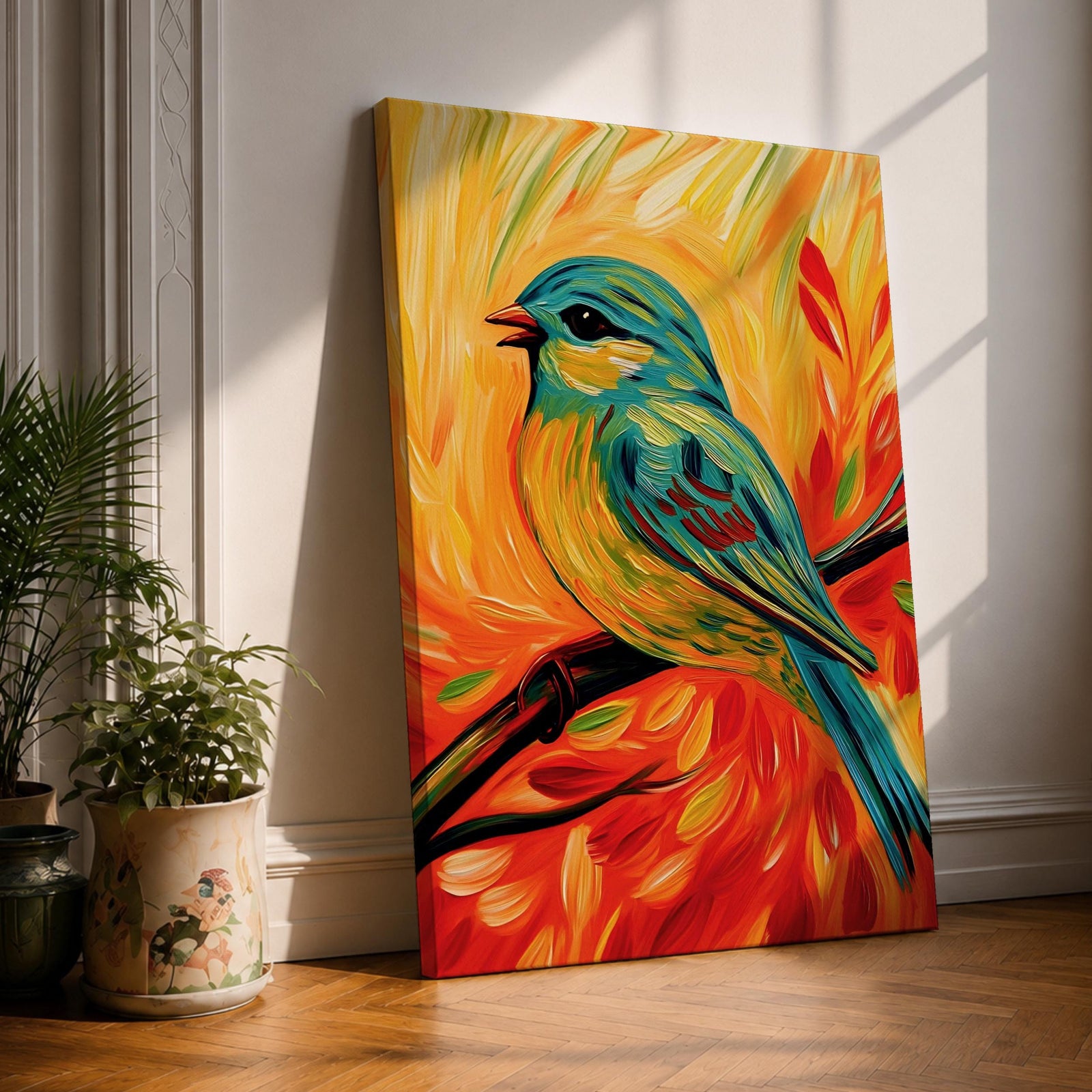 Perched Bird Wildlife Wall Art Garden Songbird Print Nature Gift Living Room Home Decor