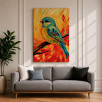 Perched Bird Wildlife Wall Art Garden Songbird Print Nature Gift Living Room Home Decor