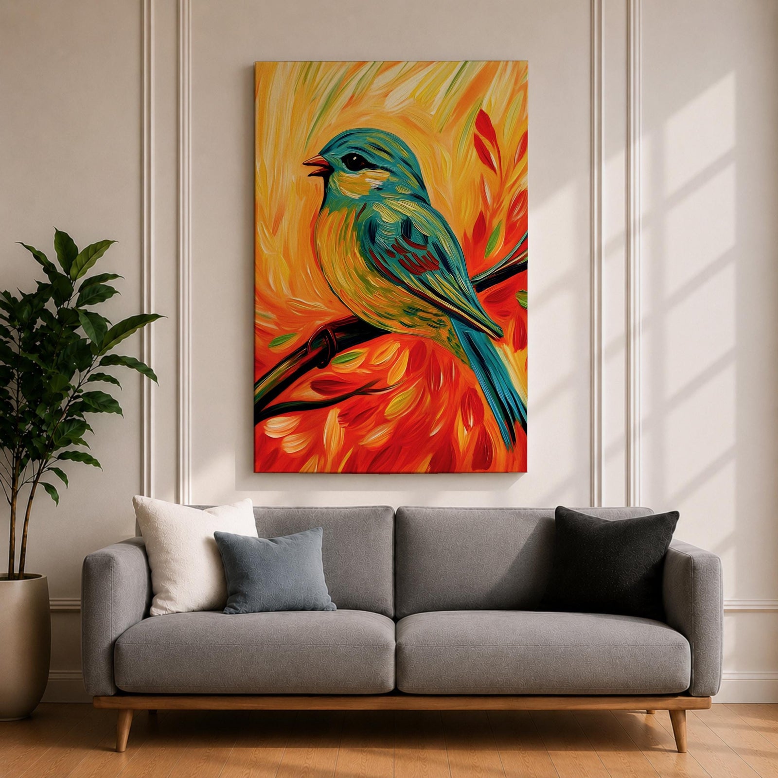 Perched Bird Wildlife Wall Art Garden Songbird Print Nature Gift Living Room Home Decor