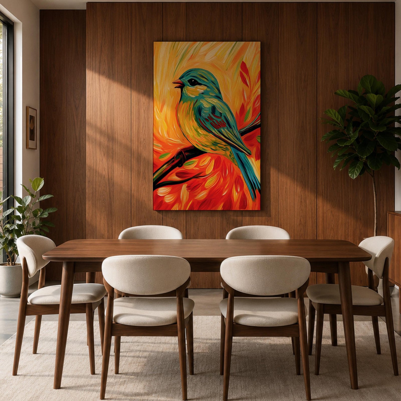 Perched Bird Wildlife Wall Art Garden Songbird Print Nature Gift Living Room Home Decor