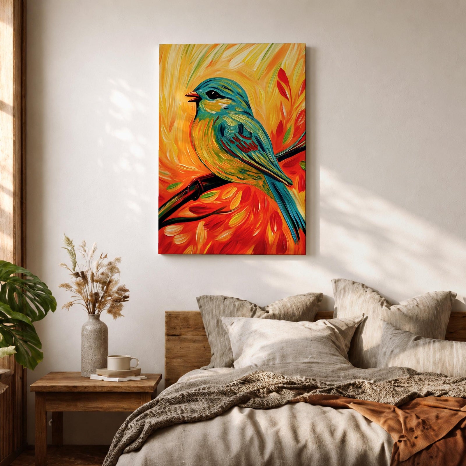 Perched Bird Wildlife Wall Art Garden Songbird Print Nature Gift Living Room Home Decor