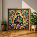 Our Lady of Guadalupe Wall Art Virgencita Framed Canvas Mexican Catholic Home Decor