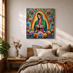 Our Lady of Guadalupe Wall Art Virgencita Framed Canvas Mexican Catholic Home Decor