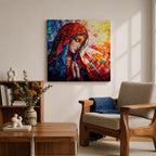 Virgin Mary Wall Art Madonna Framed Canvas Stained Glass Catholic Home Decor
