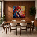 Virgin Mary Wall Art Madonna Framed Canvas Stained Glass Catholic Home Decor