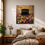 Kaaba Wall Art Floral Field Framed Canvas Masjid al Haram Hajj Umrah Islamic Decor
