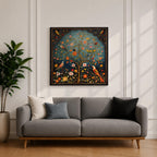 Persian Tree Wall Art Birds Garden Framed Canvas Persian Botanical Islamic Home Decor