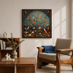 Persian Tree Wall Art Birds Garden Framed Canvas Persian Botanical Islamic Home Decor