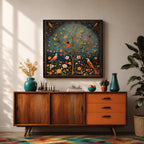 Persian Tree Wall Art Birds Garden Framed Canvas Persian Botanical Islamic Home Decor