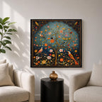 Persian Tree Wall Art Birds Garden Framed Canvas Persian Botanical Islamic Home Decor