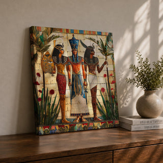 Pharaoh Wall Art Tutankhamun Framed Canvas Egyptian Mosaic Cultural History Decor
