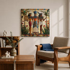 Pharaoh Wall Art Tutankhamun Framed Canvas Egyptian Mosaic Cultural History Decor