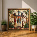 Pharaoh Wall Art Tutankhamun Framed Canvas Egyptian Mosaic Cultural History Decor