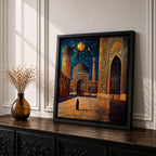 Persian Mosque Wall Art Night View Framed Canvas Mughal Architecture Islamic Home Decor