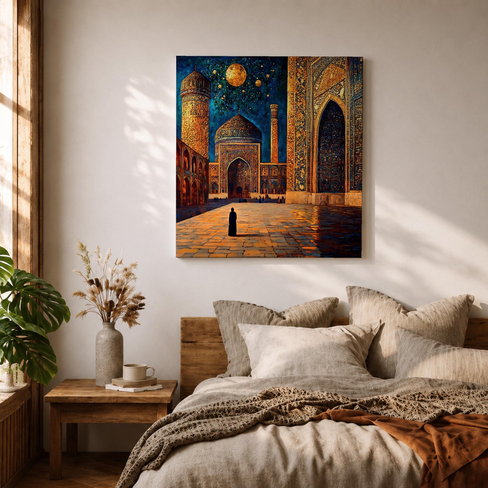 Persian Mosque Wall Art Night View Framed Canvas Mughal Architecture Islamic Home Decor