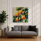 Orange Tree Wall Art Citrus Branch Framed Canvas Fruit Botanical Kitchen Nature Decor