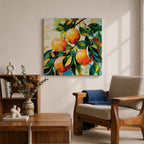Orange Tree Wall Art Citrus Branch Framed Canvas Fruit Botanical Kitchen Nature Decor