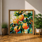 Orange Tree Wall Art Citrus Branch Framed Canvas Fruit Botanical Kitchen Nature Decor