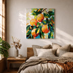 Orange Tree Wall Art Citrus Branch Framed Canvas Fruit Botanical Kitchen Nature Decor