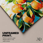 Orange Tree Wall Art Citrus Branch Framed Canvas Fruit Botanical Kitchen Nature Decor