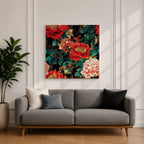 Peony Wall Art Flower Bouquet Framed Canvas Dark Floral Botanical Boho Home Decor