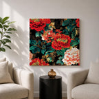 Peony Wall Art Flower Bouquet Framed Canvas Dark Floral Botanical Boho Home Decor