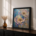 Peony Flower Wall Art Garden Peony Framed Canvas Gold Accent Floral Boho Home Decor