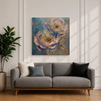 Peony Flower Wall Art Garden Peony Framed Canvas Gold Accent Floral Boho Home Decor