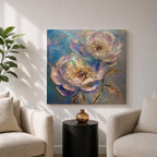 Peony Flower Wall Art Garden Peony Framed Canvas Gold Accent Floral Boho Home Decor